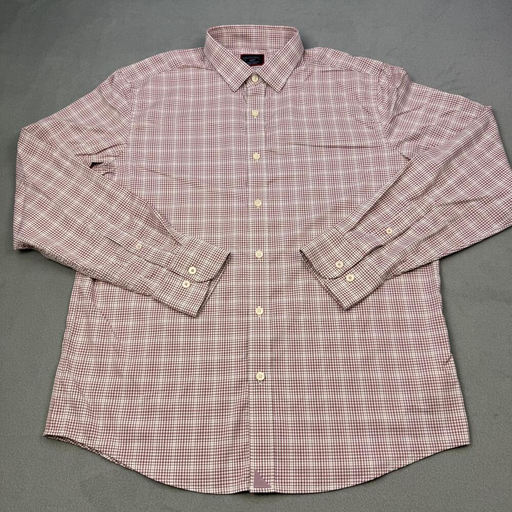 UNTUCKit Beckman Shirt Mens Large Red Check Long Sleeve Stretch Nylon Slim Fit
